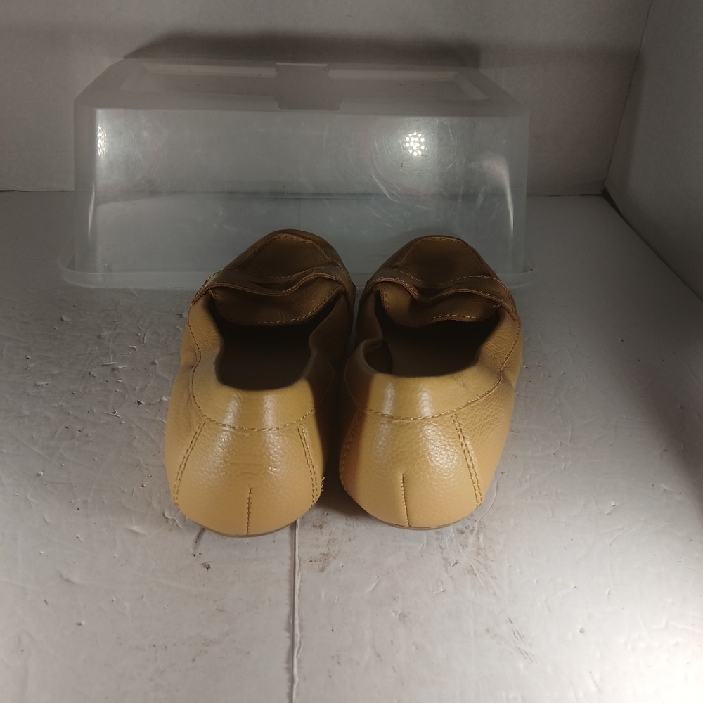 Talbots Penny Loafer Flats 8M Tan Pebbled Leather Preppy Workwear Classic - Picture 6 of 10